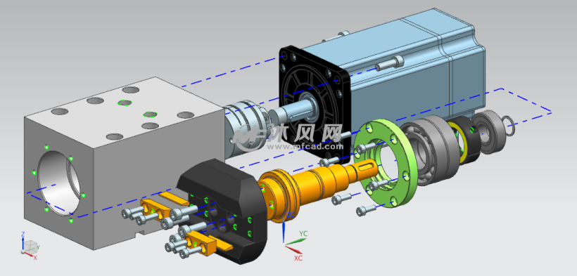 車銑復(fù)合伺服動力頭 UG機(jī)械設(shè)備模型下載與沐風(fēng)圖紙解析